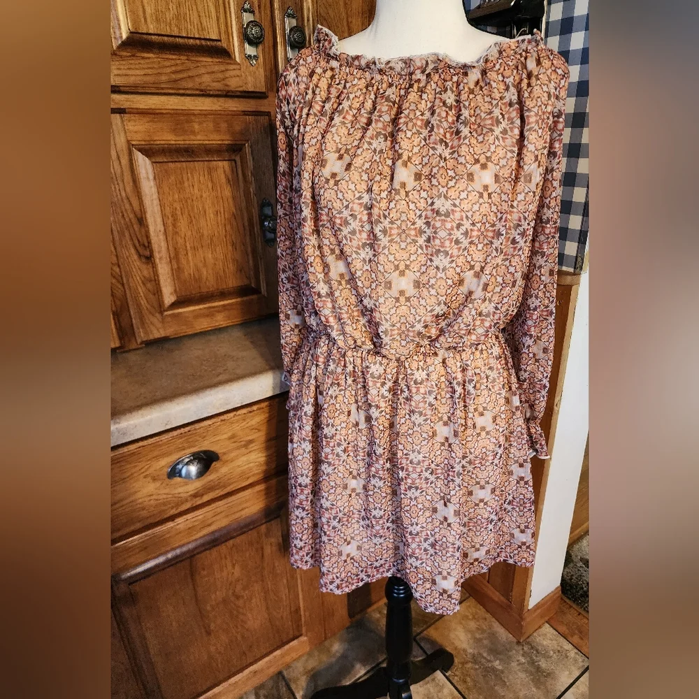 Pink Lily Humble and Kind off Shoulder Beige Mini Dress Size 2X - Picture 11 of 14